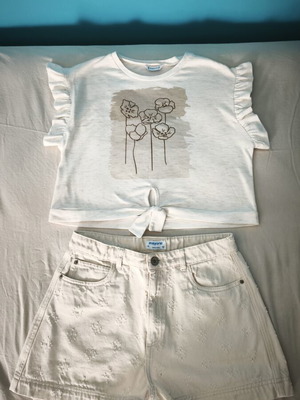 Mayoral children's set with beige top size 14 and shorts size 16