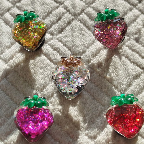 Charms for Crocs new, set of 5 colorful glittery