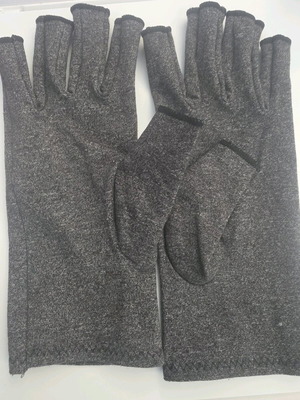 Unisex XL thermal gloves grey for joint protection with fingerless tips new