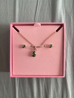 Swarovski σετ κολιέ και σκουλαρίκια πράσινο και χρυσαφί, σαν καινούργιο