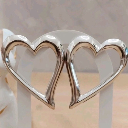 Earrings large silver hearts like new