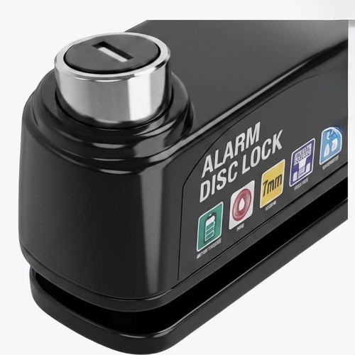 Avizar Anti-theft Motorcycle Disc Lock with 110 dB Alarm, Zinc Alloy Black
