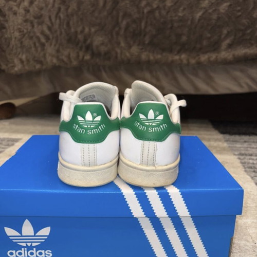 Adidas Stan Smith athletic shoes used, size 37 1/3, white and green