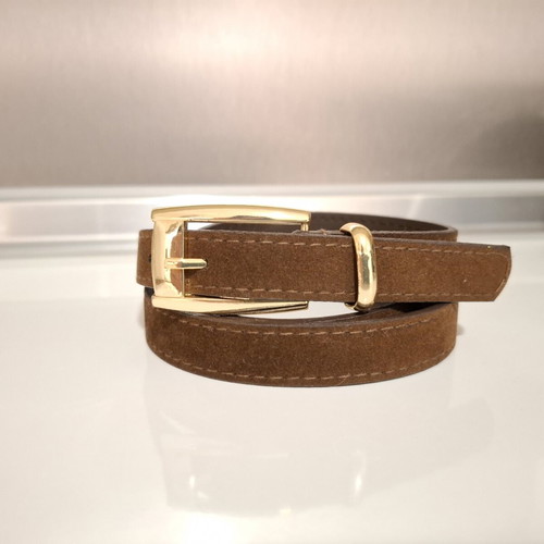 Thin women's belt dark brown with gold buckle new