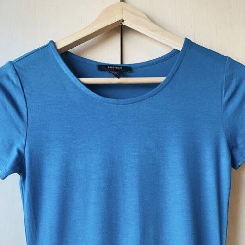 Forever21 cotton turquoise dress like new, midi short sleeve