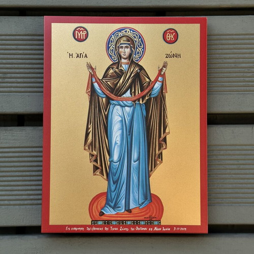 Βυζαντινή εικόνα Παναγίας Αγίας Ζώνης σε ξύλο με πιστοποιητικό
