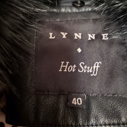 Lynne faux leather jacket with fur collar like new, black, size L