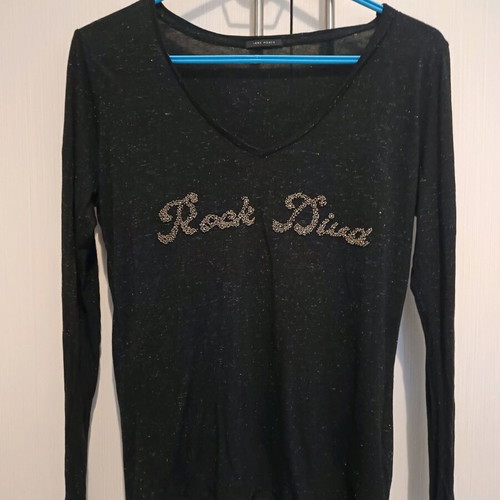 Rock Diva Ikks thin sweater like new, black and silver, size S