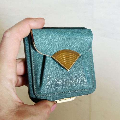 Vintage Lin Bren Wallet and Compact Powder 1940s Leather Art Deco used