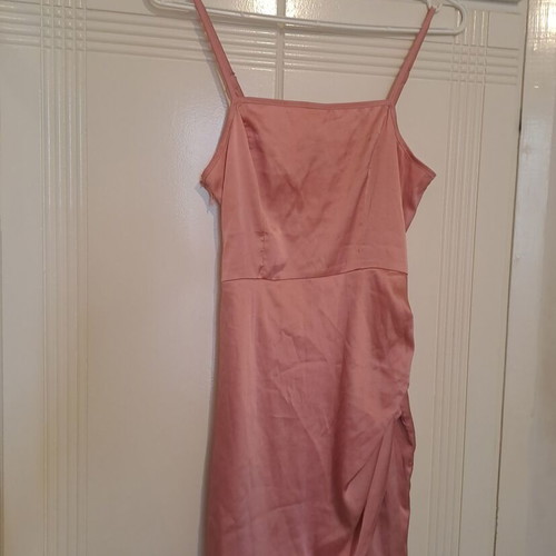 Satin pink mini dress Shein like new with adjustable straps