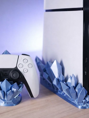 PS5 and DualSense Stand with Crystal Design 3D Printed New