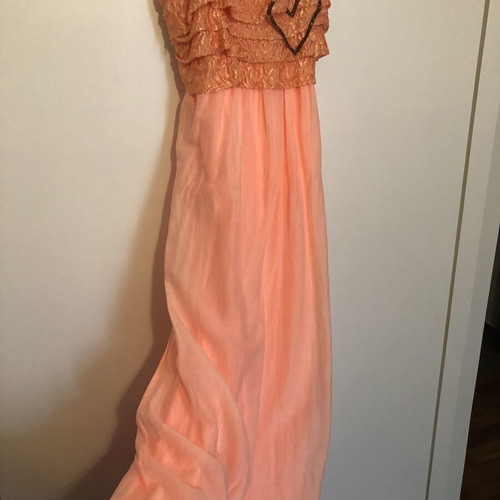 Be You maxi dress salmon cotton-silk like new, strapless boho