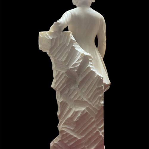 Marble sculpture used, woman in equestrian attire, 53cm, G.Brogi
