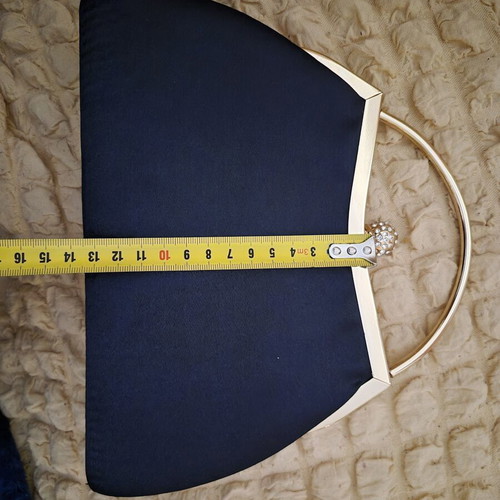 Blue evening clutch with crystals and gold chain like new