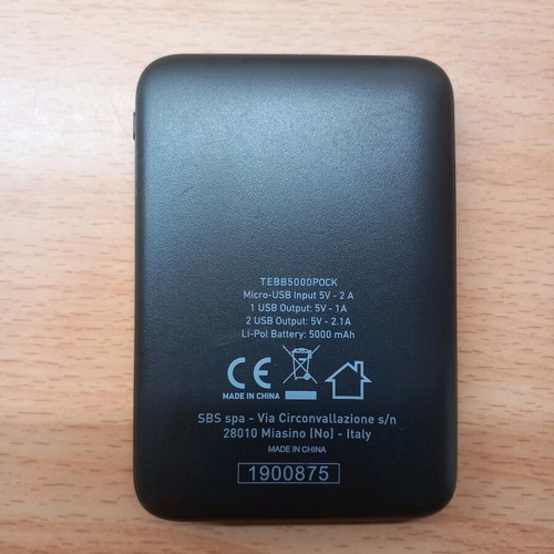 SBS Power Bank 5000 mAh like new, portable with USB and Micro USB ports