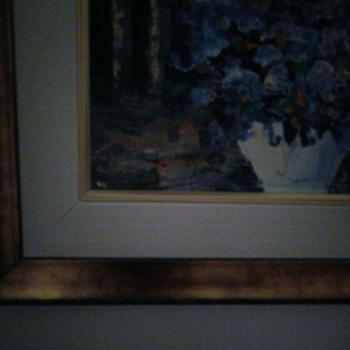 Landscape painting like new with golden frame, large size