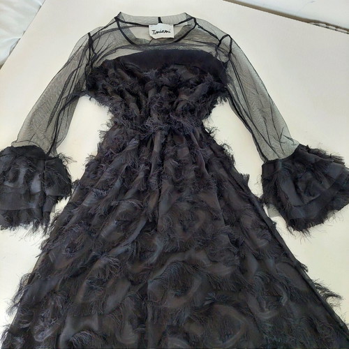Timiami black cocktail evening dress with tulle transparencies small like new