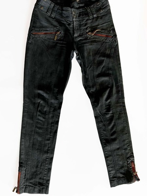 Just Cavalli vintage γυναικείο biker τζιν με φερμουάρ σε ξεθωριασμένο μαύρο, μέγεθος 26