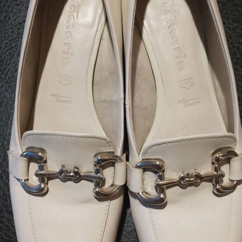 Tamaris women's leather shoes, ecru, size 36