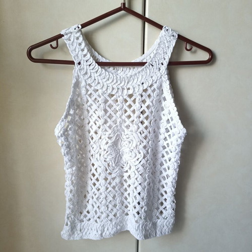 White knitted cotton top like new, size S