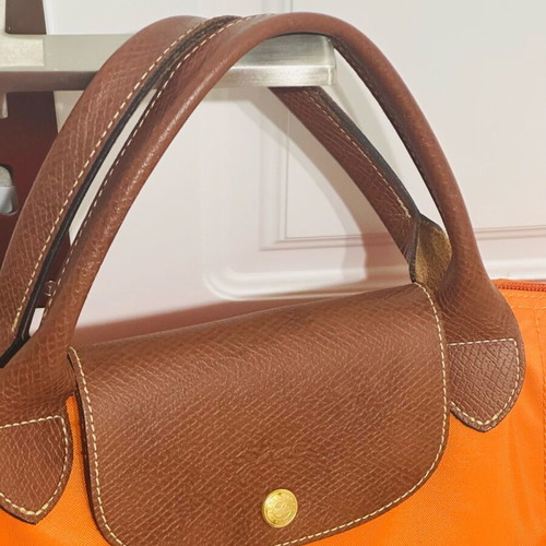 Longchamp Le Pliage travel bag like new, brown and orange