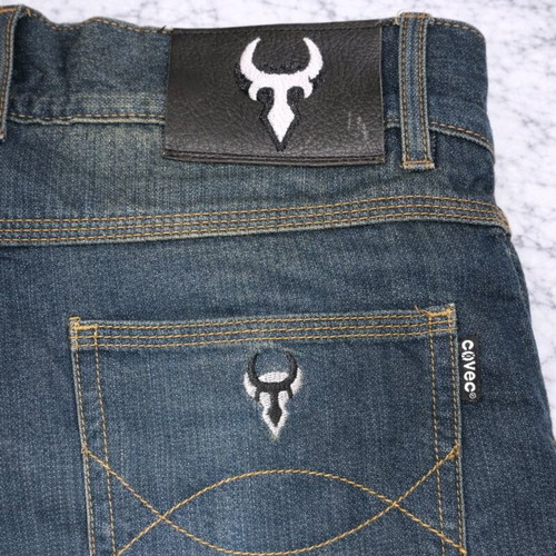Bull-It Moto Jeans like new, size 34R, blue-green