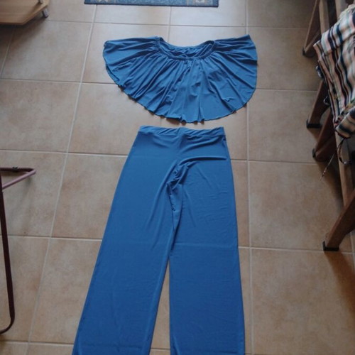 Women's set co-ord blue like new with crop top and palazzo pants
