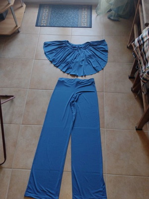 Women's set co-ord blue like new with crop top and palazzo pants