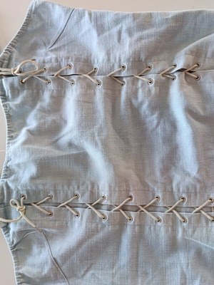 Vintage crop top corset style large turquoise cotton denim like new