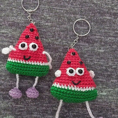 Funny Crochet Keychains new, watermelon and corn designs