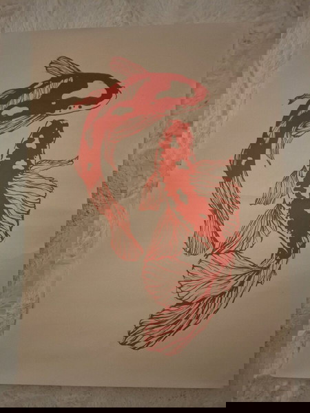 Funky Japanese Red Koi Αφίσα 50×70 cm – Άριστη Κατάσταση