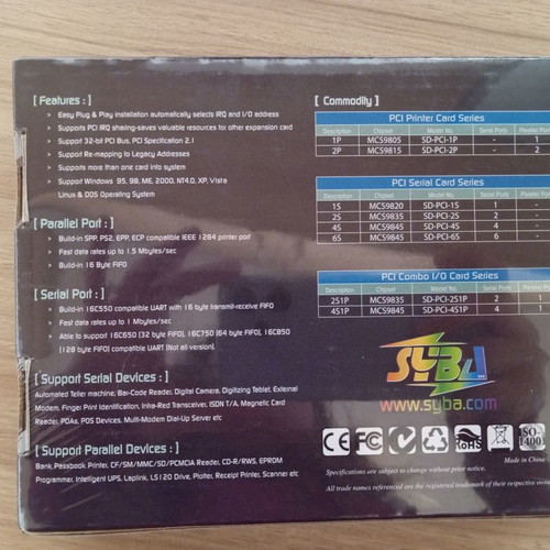 SYBA PCI card with one RS232 serial port new