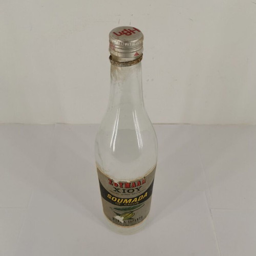 Glass bottle of Soumada of Chios used