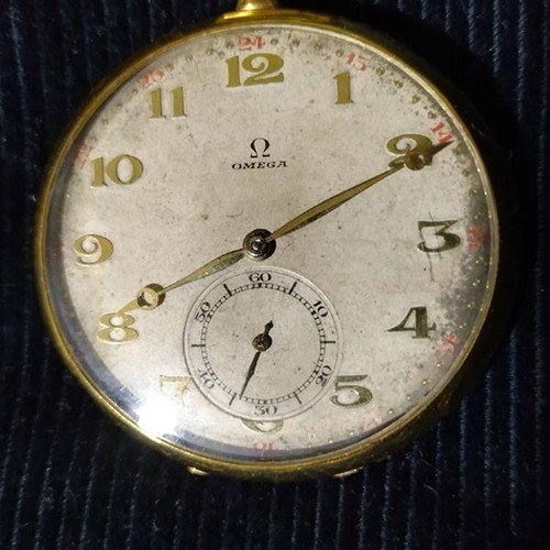 Omega 18K Rose Gold Pocket Watch 1920 used with 14K chain