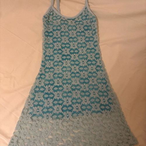 Vintage light blue lace slip dress mini, like new