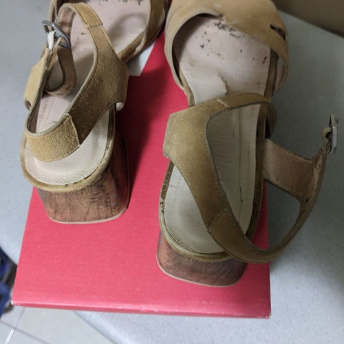 Wonders women's sandals used, leather, Spanish, size 38, beige brown