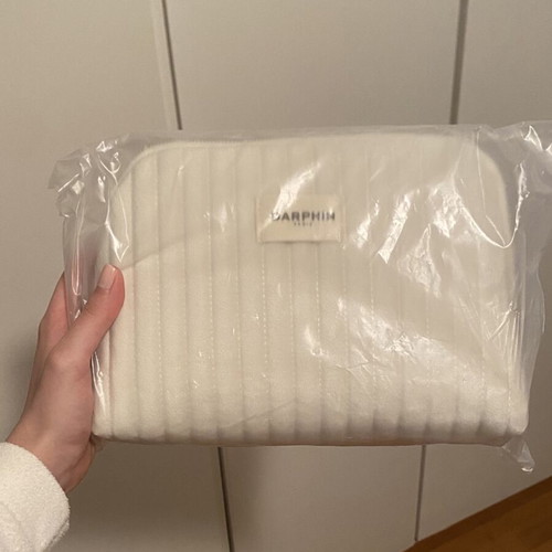 Darphin Velvet Skincare Makeup Bag, white beige