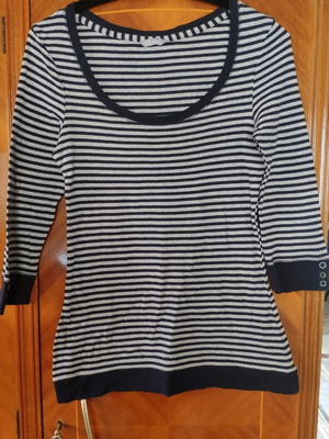 M&S cotton striped blouse used, size S/M, black