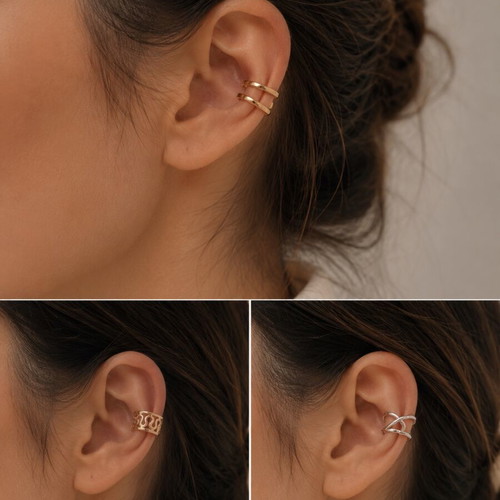 Silver ear cuff stainless steel, new