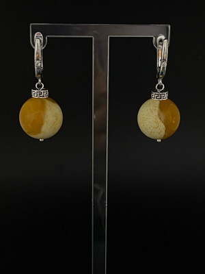 Silver Handmade Earrings with Royal Baltic Amber New