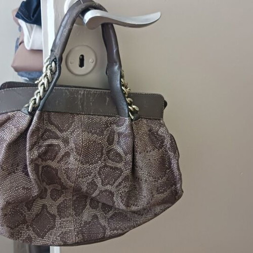 Cromia handbag used, brown with snake print effect