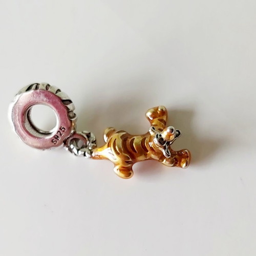 Silver 925 tiger charm new with enamel