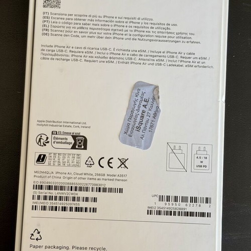 Apple iPhone Air 256GB Cloud White
