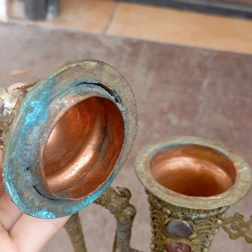 Antique ritual pot with real stones used