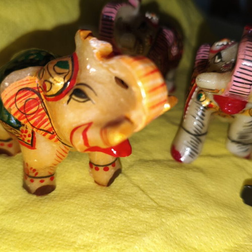 Set of 3 Handmade Marble Elephant Figurines New