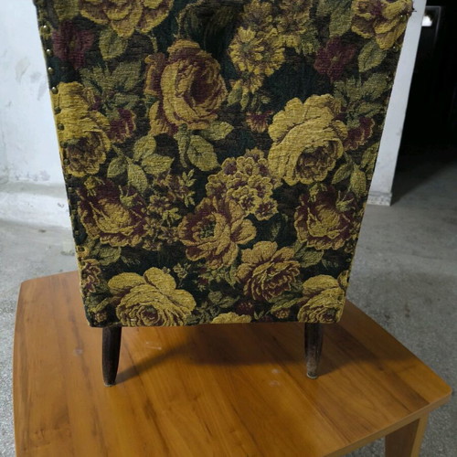 Armchairs used, set of 2, solid wood frame and chenille fabric