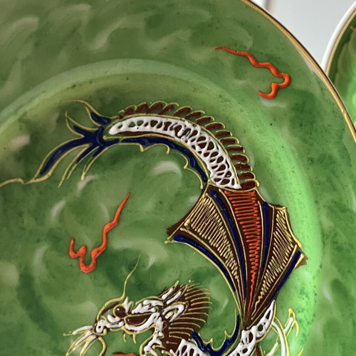 Vintage Japanese Dragonware Moriage Porcelain Plates set of 2 used