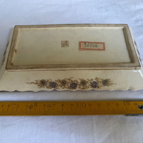 Satsuma Japanese plate used with stand, handmade antique