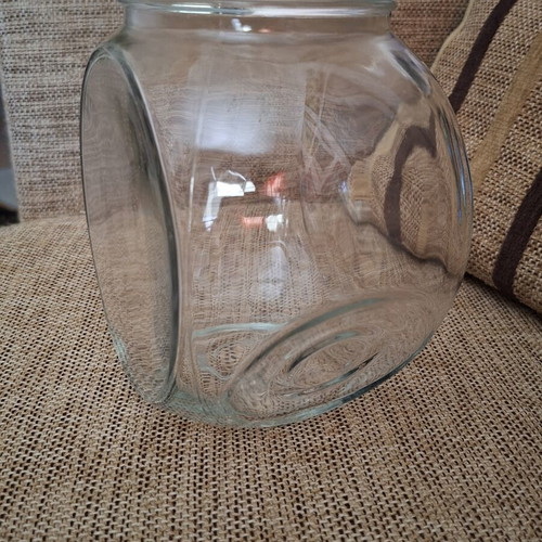 Large glass jar like new without lid, ideal for candies