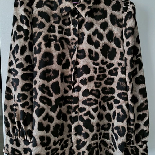Women’s animal print long sleeve shirt new Shein black brown